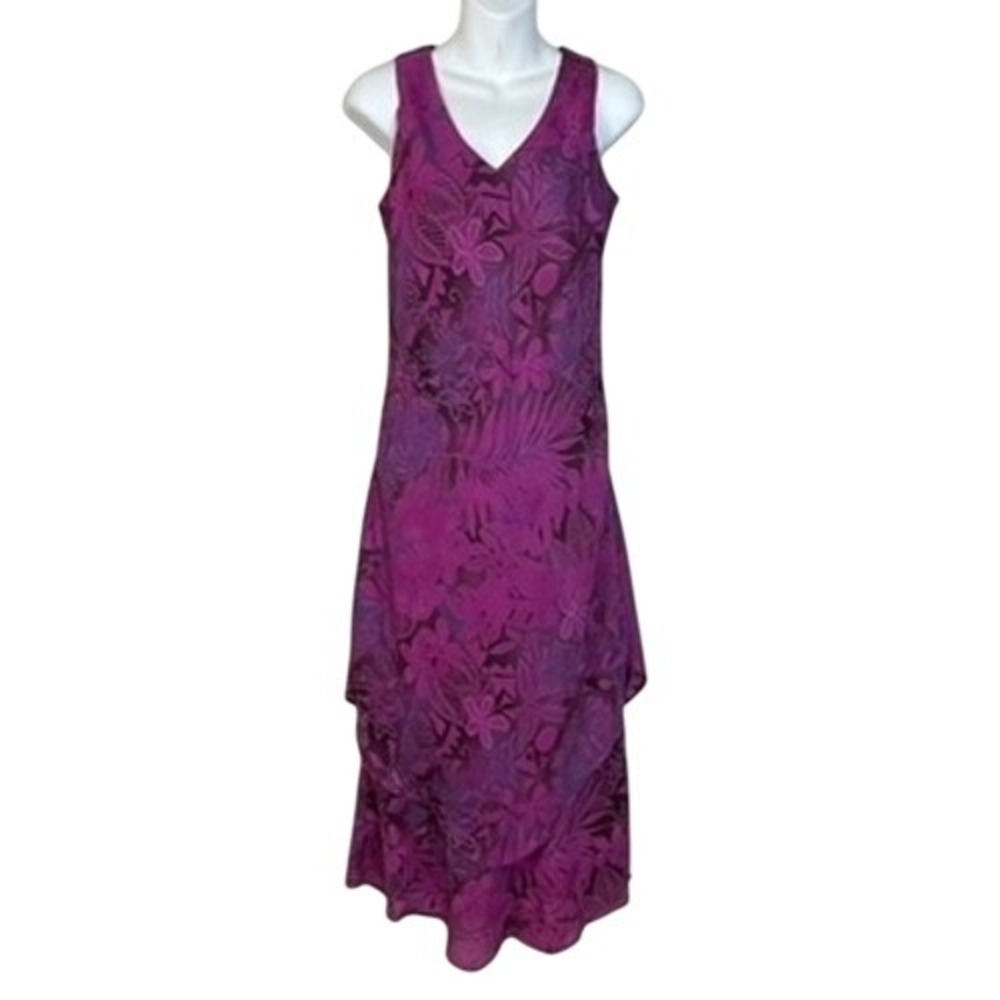 CDC‎ Women Dress Purple Pink Floral Fairycore Sleeveless Maxi Tiered Size 4